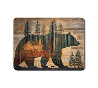 Bear Art - Tappetino scolapiatti per bancone della cucina, tappetino scolapiatti in gomma assorbente con paesaggio naturale rustico, tappetino scolapiatti per cabina autunnale, tappetino per asciugare