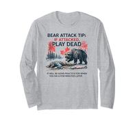 Bear Attack Tip Gioca Morto, Divertente Viaggio di Pesca al Salmone in Canada Maglia a Manica