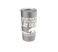 Bear Attack Tip Se Attaccato Gioca Morto Divertente Escursionismo Umorismo Bicchiere termico in acciaio inox doppia parete