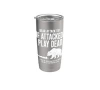 Bear Attack Tip Se Attaccato Gioca Morto Divertente Escursionismo Umorismo Bicchiere termico in acciaio inox doppia parete