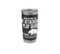 Bear Attack Tip Se Attaccato Gioca Morto Divertente Escursionismo Umorismo Bicchiere termico in acciaio inox doppia parete