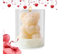 Bear Candle - Soybean Mixed Wax 6.5x6.5x8cm | Valentines | Heart Bear Decorative Festive Candle Romantic Home Decoration For Partners Dinner Date Proposal Wedding Living Room Nightstand
