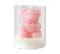 Bear Candle - Soybean Mixed Wax 6.5x6.5x8cm | Valentines | Heart Bear Decorative Festive Candle Romantic Home Decoration For Partners Dinner Date Proposal Wedding Living Room Nightstand