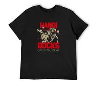 Bear Coming Hanoi Rocks Back To Mystery City Vintage T Shirt Short Sleeve Funny Top Black XXL