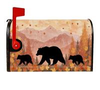 Bear - Coperture magnetiche per cassette postali, rustiche, naturali, montagne, alberi, autunnali, arancioni, per esterni, decorazione per prato, 53 x 65,5 cm