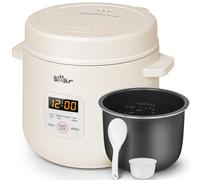 Bear Cuociriso Piccolo, 2 Tazze per 1-2 Persone - 3 Programmi (Riso Bianco, Riso Integrale, Porridge), Mantieni Caldo, Timer 12h, Pentola Antiaderente, Mini Cuociriso Elettrico