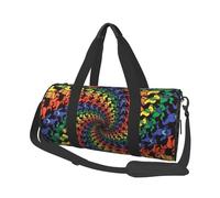 Bear Dancing - Borsa da viaggio rotonda con stampa tie dye, grande capacità, borsa portaoggetti multifunzionale, Nero , Taglia unica