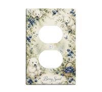 Bear Duplex Outlet Covers Placca da parete, motivo natura fantasiosa mirtillo farfalla primavera verde plastica piastre da parete per prese elettriche per nuovo appartamento casa camera da letto