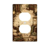 Bear Duplex Outlet Covers Placca da parete, stile vintage rustico libri, clessidra marrone, in plastica, dimensioni standard, doppia presa di corrente, per nuovo appartamento, casa, camera da letto