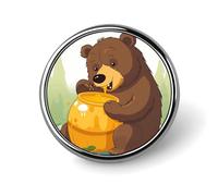 Bear Eats Honey Button Pin 2,5 cm, spille da bavero in metallo personalizzate, spilla rotonda leggera, eleganti distintivi a bottone, spille smaltate divertenti per camicie, giacche, borse e regali