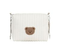 Bear Embroidered Diaper Storage Bag - Lightweight Portable Organizer | Pattern Cotton Toiletry Pouch | Perfect Travel Hospital Maternity Gift For Moms Dads