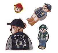 Bear Embroidered Patches - 4Pcs Iron-On Sew-On Repair Applique Set