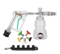 BEAR FORCE Kit pistola idropulitrice trasparente per la pulizia dell'auto con cannone in schiuma da 1/4" Quick Plug da 1 L e 5 punte e connettore per tubo flessibile per Lavor, per Vax, per Elitech