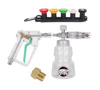 BEAR FORCE Kit pistola idropulitrice trasparente per pulizia auto con cannone in schiuma da 1/4 "Quick Plug 1L e 5 punte e connettore per tubo flessibile per M22-14/15 mm, per la pulizia dell'auto