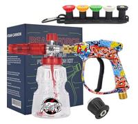 BEAR FORCE Pistola a spruzzo ad alta pressione M22 ID14 mm con attacco rapido da 6,35 mm, lancia in schiuma di neve e 5 punte spray e supporto per ugelli e convertitore, lavaggio auto, per