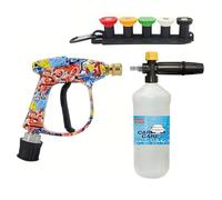 BEAR FORCE Pistola a spruzzo M22-ID14 mm con connettore rapido 1/4", lancia schiuma neve, 5 punte, supporto e convertitore clip per idropulitrice