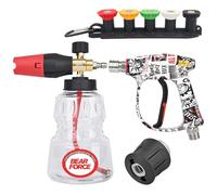 BEAR FORCE Pistola a spruzzo per idropulitrice M22-ID14 mm e connettore rapido da 1/4", set da 1 litro per Lavor, per Vax, per idropulitrice Elitech, lavaggio auto, pulizia auto, dettagli per la cura