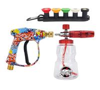 Bear Force Pistola ad acqua per idropulitrice M22-ID14 mm e 1/4" a sgancio rapido, bottiglia da 1 l, perfetta per lavaggio auto e pulizia cortile, per la pulizia dell'auto