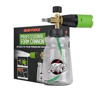BEAR FORCE Pistola idropulitrice in ottone (bocca larga) + connettore rapido da 1/4, bottiglia da 1 l, erogatore di sapone per lavaggio auto con schiuma spessa regolabile a 360°