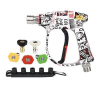 Bear Force Pistola per idropulitrice ad alta pressione, 3000 PSI Max, pistola corta verniciata a colori, M22-ID14 mm con connettore rapido da 1/4 di pollice e 5 ugelli a spruzzo, lavaggio auto