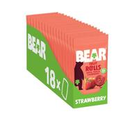 BEAR Fruit Rolls - Confezione da 18 rotoli di fragola, 20 g, realizzati con | Realizzato con vera frutta, senza zucchero aggiunto, buona fonte di fibre, perfetto spuntino sano per il pranzo e in viaggio