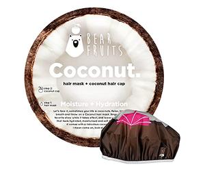 Bear Fruits, Maschera e Cuffia per Capelli, Cocco, Ripara e Nutre i Tuoi Capelli, 1 Maschera 20 ml + 1 divertente Cuffia Cocco Riutilizzabile