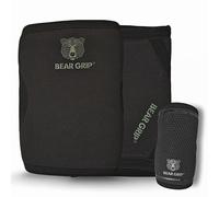 BEAR GRIP Manicotti a compressione per gomito, 7 mm, per sollevamento pesi, con fodera interna antiscivolo, per uomini e donne, ideali per allenamento di forza e fitness, nero/grigio, M
