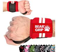 BEAR GRIP - Premium weight lifting wrist support wraps (Red/White)