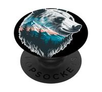 Bear Head Mountain Landscape Bear with Mountain Landscape PopSockets PopGrip Adesivo