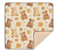 Bear Honey Time, tappetino da gioco morbido e spesso, per interni ed esterni, monopezzo, per bambini, 127 x 127 cm