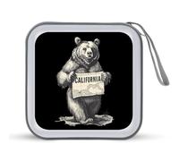 Bear I Love California, divertente porta CD e DVD, custodia protettiva in plastica rigida con cordino portatile, organizer per 40 CD di casa e auto, Stile:, Taglia unica