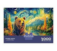 Bear in Starry Landscape 1000 Pezzi Puzzle CollectionBear Van Gogh Divertimento Per Adulti Puzzle Animali Divertenti Per Uomo E Donna Intrattenimento Creativo70x50cm/1000pcs