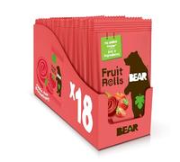 BEAR Involtini di snack alla frutta vera, senza glutine, vegani e OGM, fragola, snack sani per la scuola e il pranzo per bambini e adulti, 19,8 g (confezione da 18)