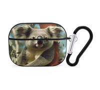 Bear Koala - Custodia protettiva antiurto per auricolari Airpods Pro di seconda generazione, con moschettone, anti-caduta, colore nero
