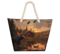 Bear Lake Duck Tote Bag per donne e uomini borsa a tracolla da spiaggia borsa per lo shopping con manico in Hemprope