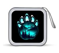 Bear Paw Silhouette Nature Tree Mountain CD Case Holder Portable 40 Capacità DVD Wallet Storage Organizer per Auto Viaggi, Stile:, Taglia unica