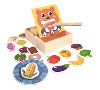 Bear Pretend Playset, Wooden Feeding Game, Wooden Training Food Set, Educational Learning Toy with Colorful Accessories, Toddler, Kids, Baby, Girls and Playroom, Multi-Color