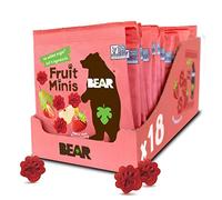 BEAR Real Fruit Snack Minis, fragola, 18 pezzi, snack per bambini, senza glutine, vegano, senza ingegneria genetica, 19,8 g