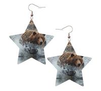 Bear Running - Orecchini da donna alla moda, orecchini pendenti celesti, gioielli a forma di stella per un versatile, One Size, Pelle