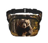 Bear Running2 - Marsupio da donna con stampa alla moda, per viaggi e corsa, nero, Taglia unica