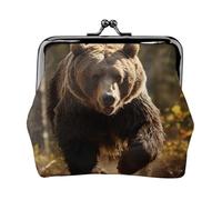 Bear Running2 - Portamonete da donna con chiusura a bacio, con stampa, per carte di credito