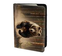 Bear Running3 - Custodia per passaporto con stampa, per carte e documenti