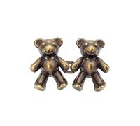 Bear Shaped Adjustable Jean Button 2 Set, Cute Waist Buckle Snap for Pants, No Sew Extender Replacement & Attacher Pins (Rabbit-Gold)