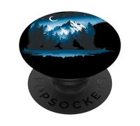 Bear Silhouette Night Landscape Montagna Natura Fauna Bear PopSockets PopGrip Adesivo