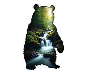 Bear Silhouette Notebook: Softcover, 240 Grid Pages, Glossy