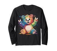 Bear Stuff Bears Tie Dye Rana segno della pace Hippie Bear Lovers Maglia a Manica