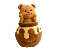 Bear Stuffed Animal, Cute Cartoon Plush Toy, Honey Jar Design, Soft Decorative Plushy, Creative Gift Idea, Ideal For Home, Car, Or Desk Decor, Pp Cotton Material, 11.81in