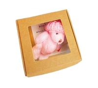 Bear Stuffed Animal, Handmade Small Bear, 3,35 x 1,57 in Cute Pet Buddy, Gift Box Included, Inspirational Card Message for Home Decor, Women, Men, Kids, Adult, Comfort Toy