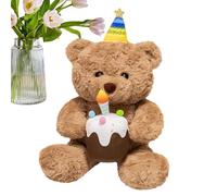 Bear Stuffed Animal Plush, Birthday Cake Theme Plush Toy, PP Cotton Soft Snuggle Bear, Cute Decorative Pillow For Sofa, Bed, Room Decor, Gift For Kids And Adults, 15.75 Inches
