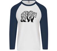 Bear Tree Animale Ecologia Uomo L/S Maglietta Baseball